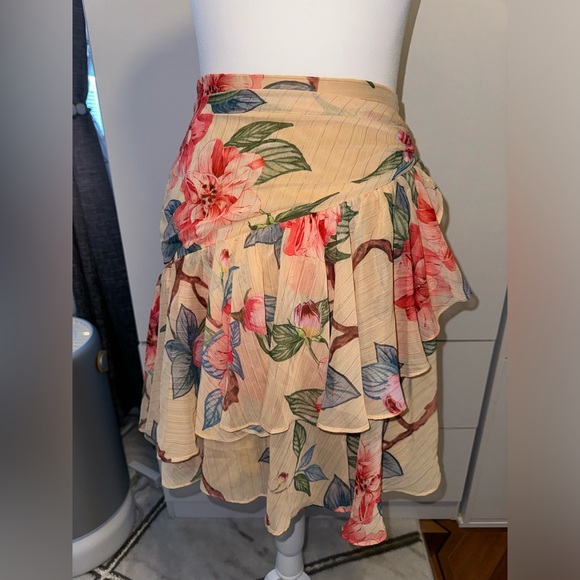 NWT MAC DUGGAL 2 PCS SET TOP AND SKIRT FLORAL CHIFFON DRESS RUFFLE FLOWY MINI - Picture 5 of 6